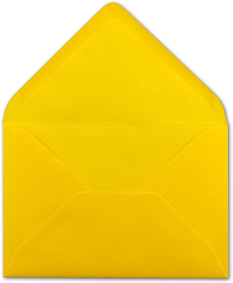 100 stuks, C6, honinggeel, 11,4 x 16,2 cm, 120 g/m², natte plakrand enveloppen zonder venster, voor uitnodigingen van je glüxx-agent