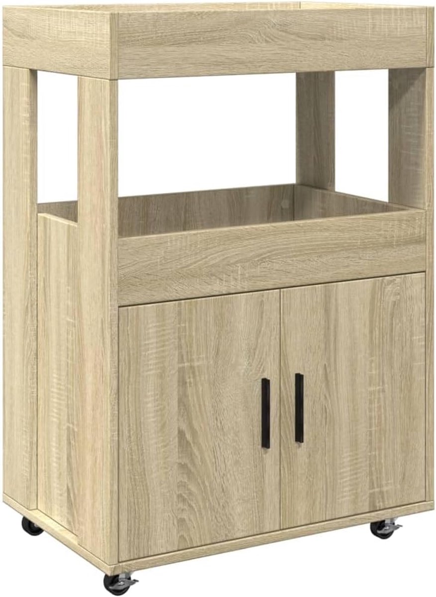 Barwagen van technisch hout, Sonoma eiken, 60 x 39,5 x 89 cm