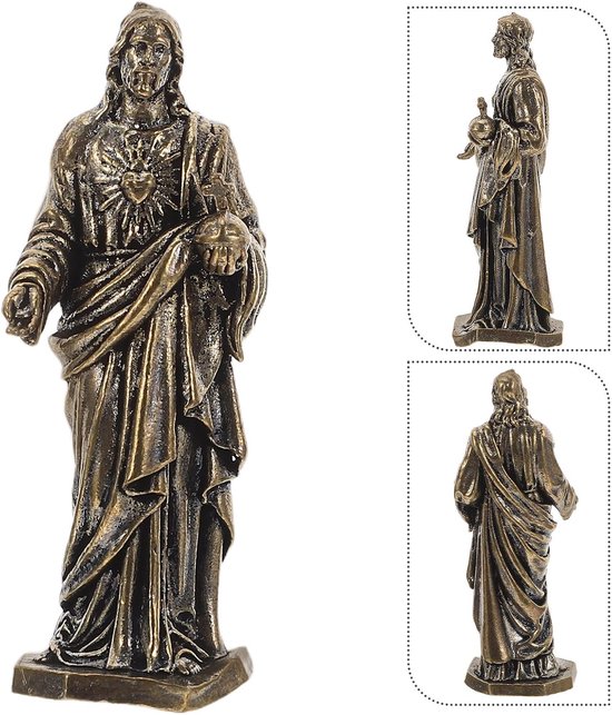 Brass Jesus Figurine Kleine Religieuze Beeldje voor Desktop Tuindecoratie Compact Spiritueel Geschenk voor Geloof Meditatie — afbeelding 5