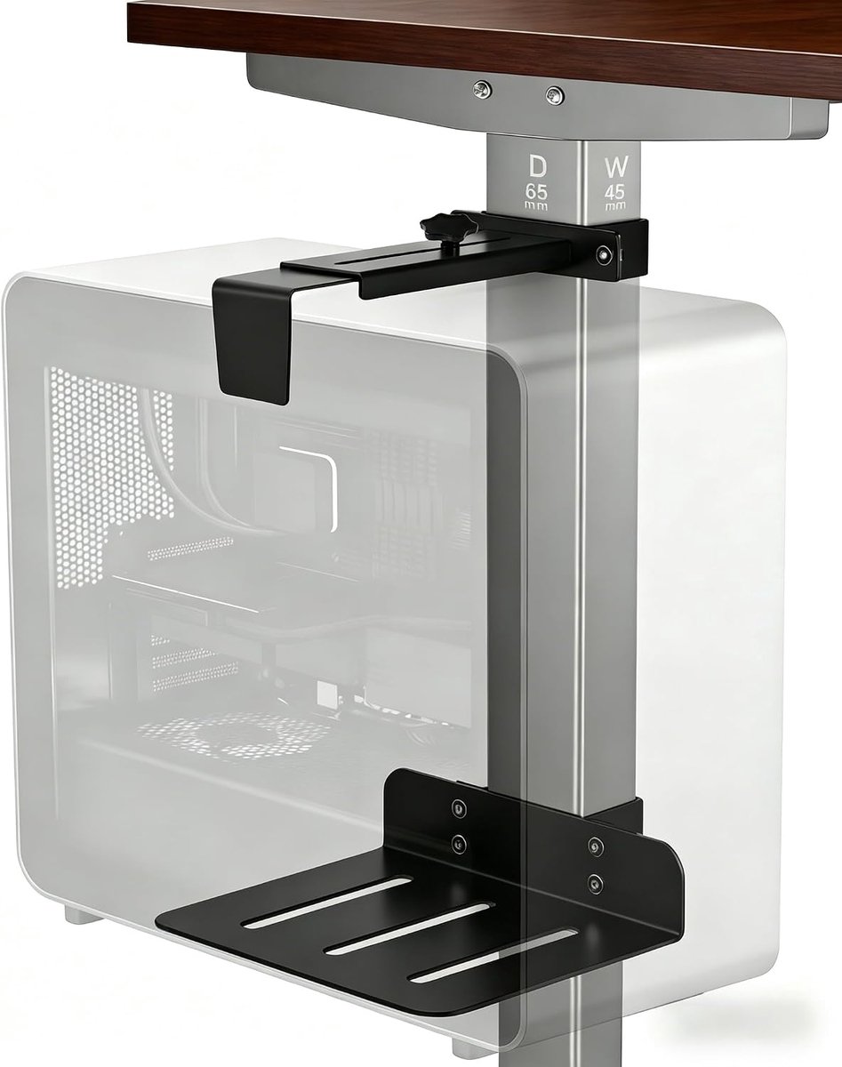 PC-houder onder bureau zonder boren 45x65 mm zwart