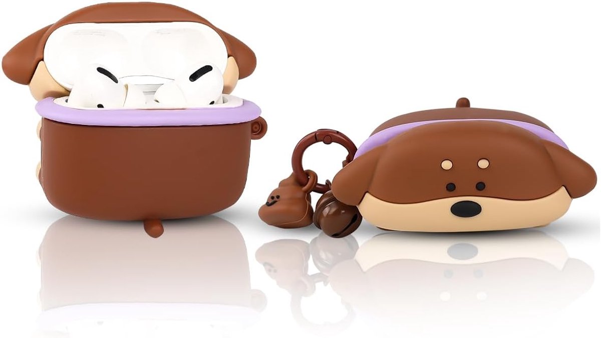 Pro 2e / 1e generatie (2023/2022/2019), schokbestendige siliconen beschermhoes met sleutelhanger voor AirPods Pro/Pro 2 (PPdogBN)