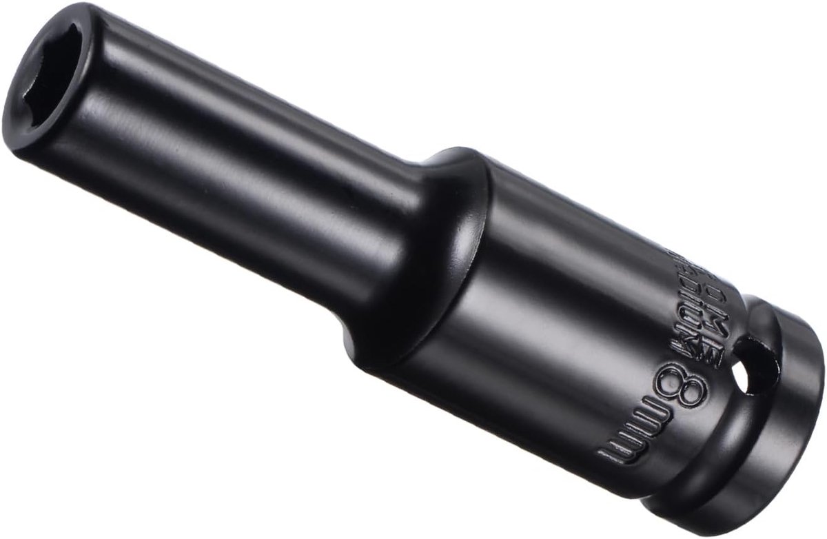 Impact Socket, 0,5 inch aandrijving 8 mm socket, CR-V staal afgeronde hoek ontwerp 6-punts diepe impact socket - (Toepassingen: voor schroef installatie en verwijdering)