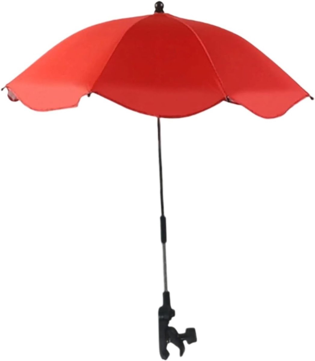 Zonnescherm voor kinderwagen met kliksluiting – 361° UV-bescherming, waterdicht, universeel zonnescherm voor kinderwagen-87*66cm,Felrood