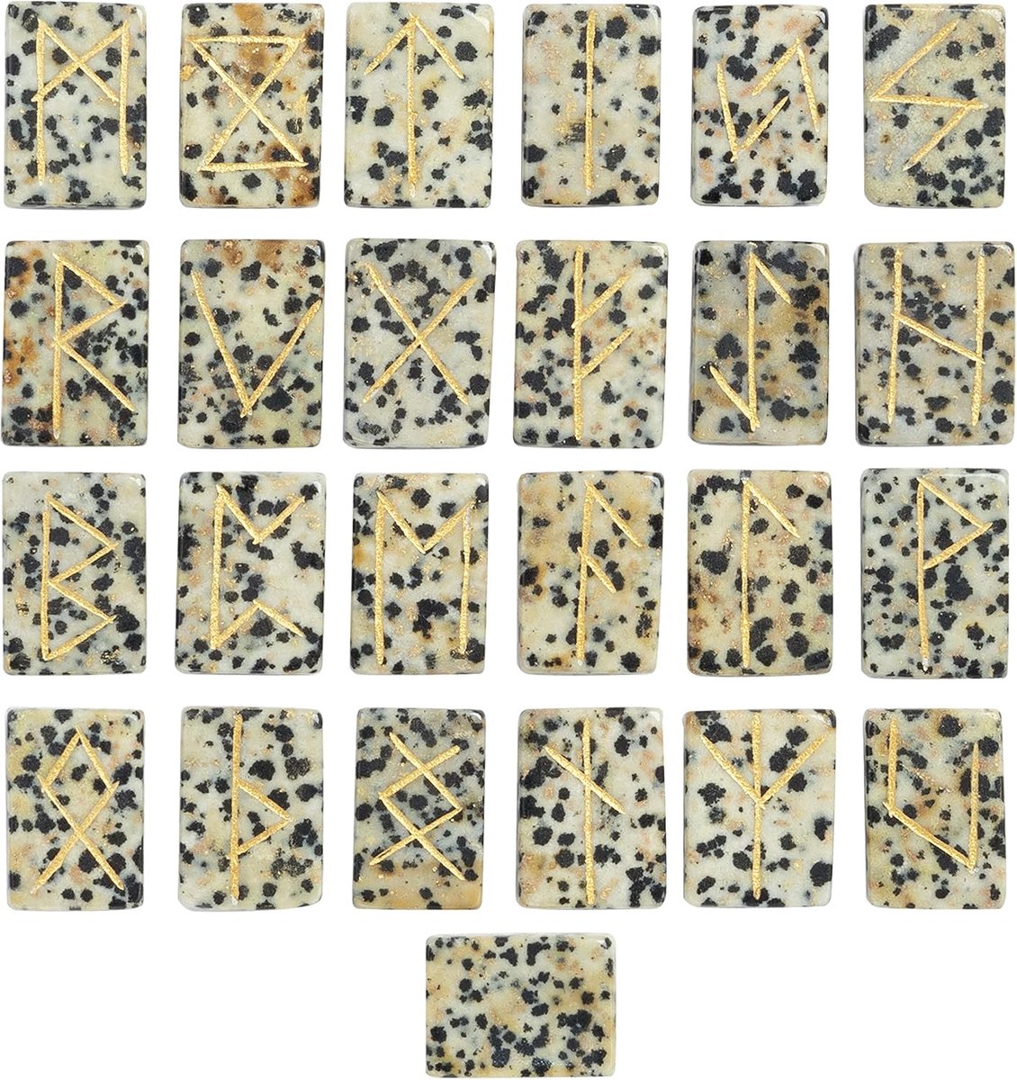 Dalmatische jaspis Rechthoekige edelsteen Runen Ouderling