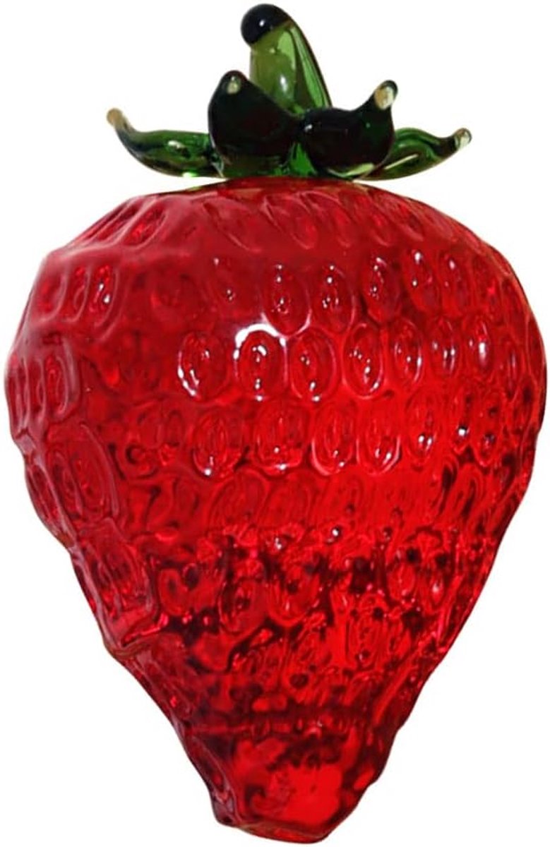 Aardbei standbeeld Ornament Kunstmatige Fruit Sculptuur Beeldje Tafelblad Presse-papier Kristal Glas Ornament voor Home Decor-aardbei
