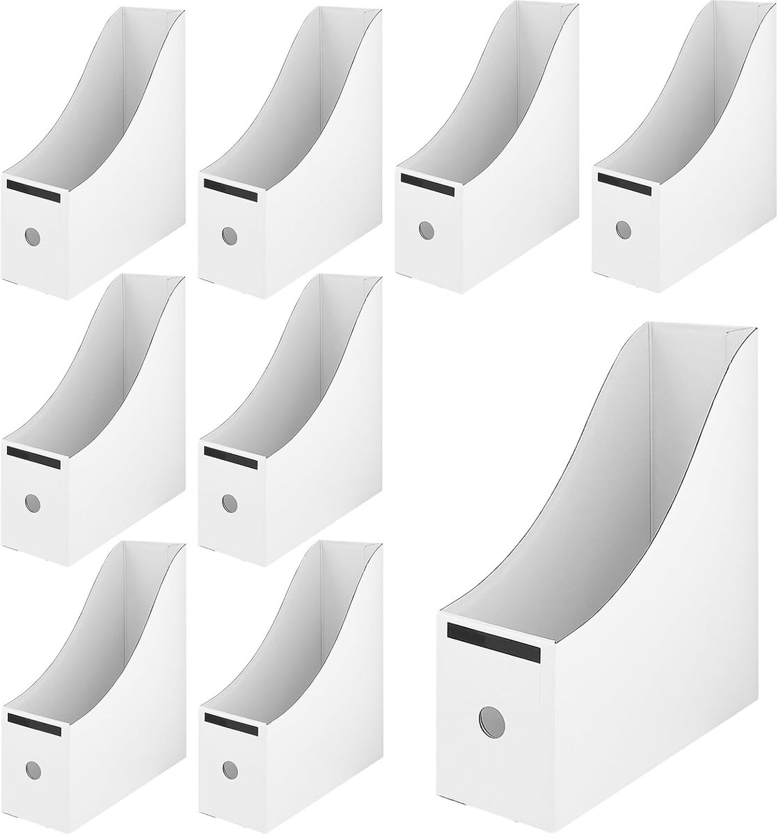 9 x witte tijdschriftenmappen, A4 tijdschriftenverzamelaar, karton, opvouwbare staande map