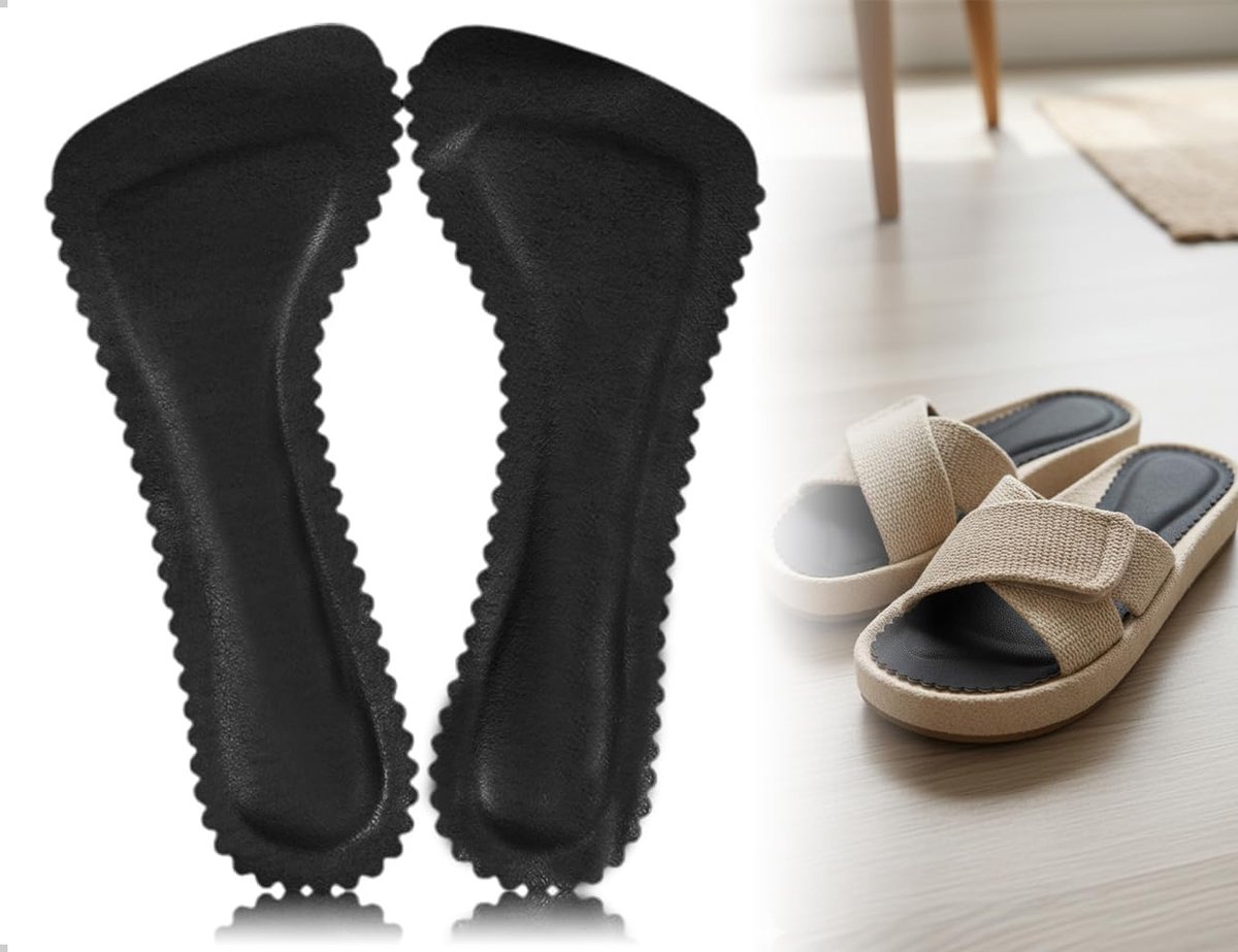 Inlegzolen voor dames, antislipzolen, zacht en ademend voor schoenen, zelfklevende zolen voor schoenen, gebruikt voor sandalen (zwart)