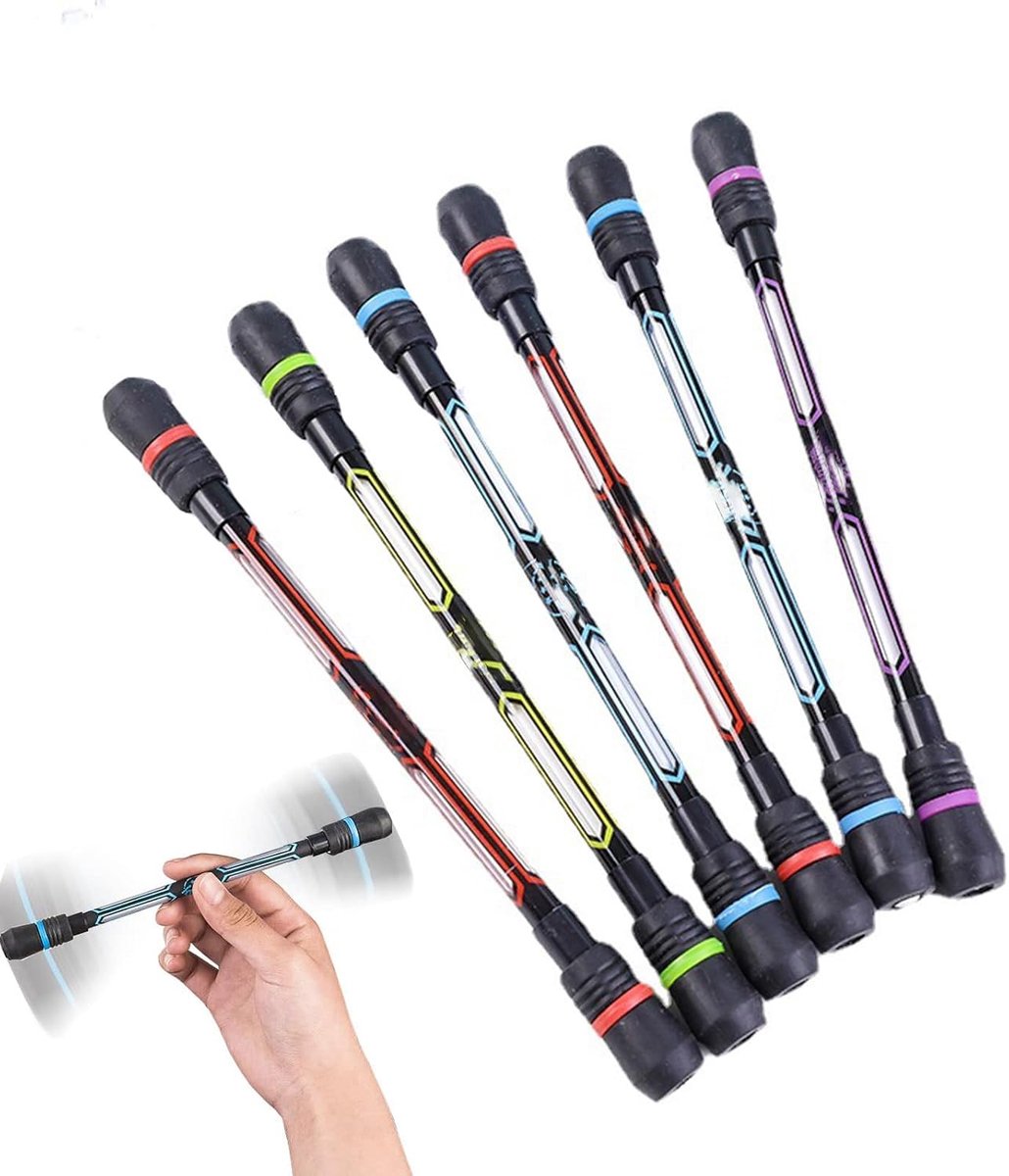 Draaiende roterende pen, 6 stuks draaiende penrollen, vingerrotatiepen, antislip coating, spinningpen voor student, entertainment, drukontlasting