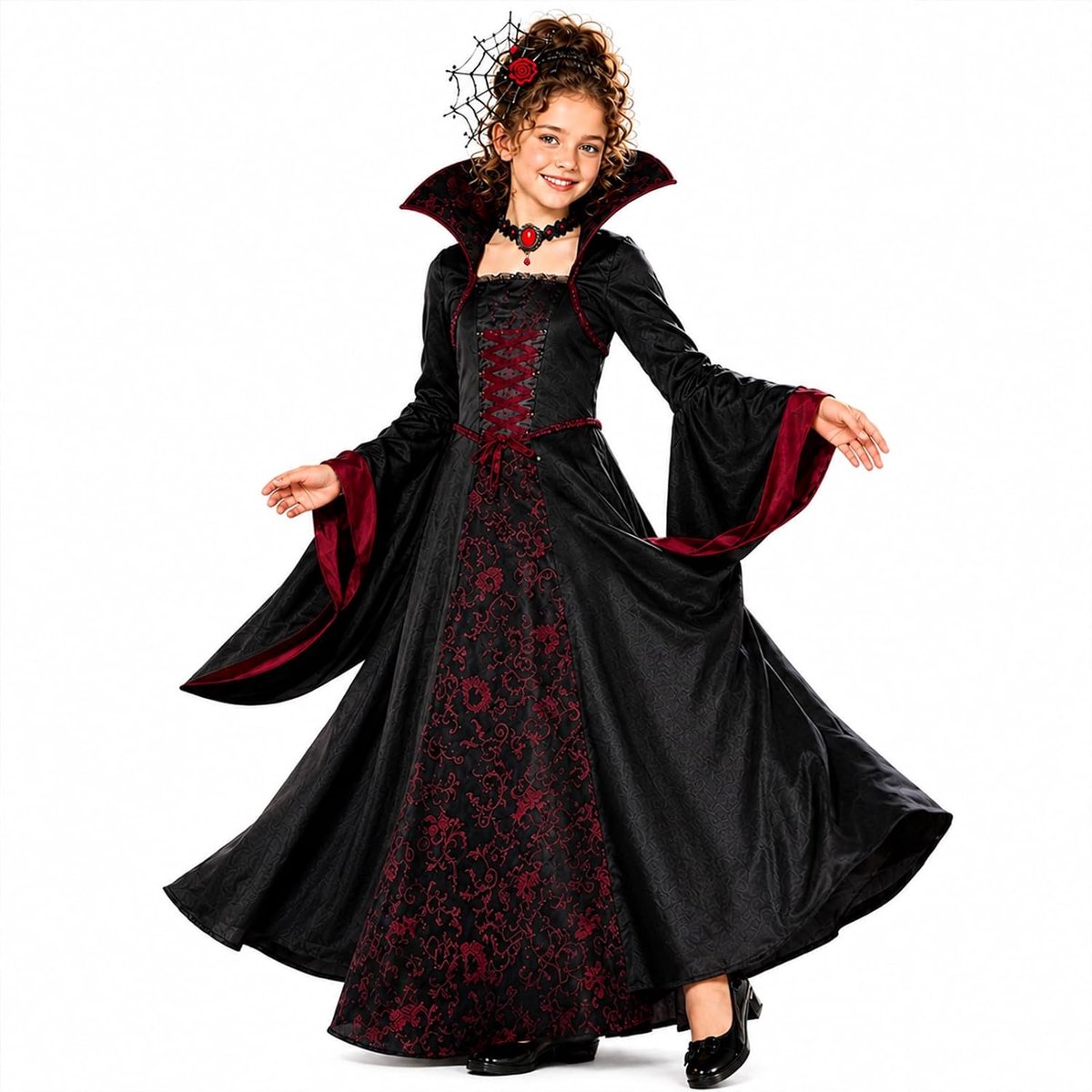 Vampierkostuum voor dames, gotische vampierkostuum, outfit voor Halloween, cosplay, feest, groot