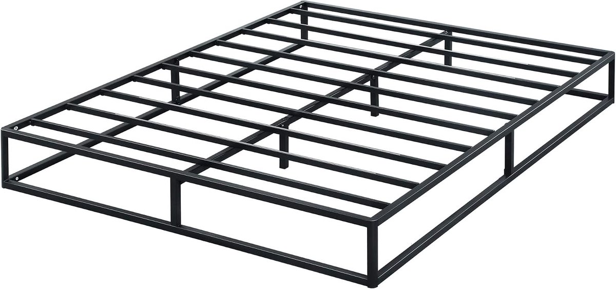 Sleep 22 cm, modern metalen platformbedframe, bed, metalen frame, stalen lattenbodem, matrasframe, geen boxspring nodig, 160 x 200 cm, queensize, zwart