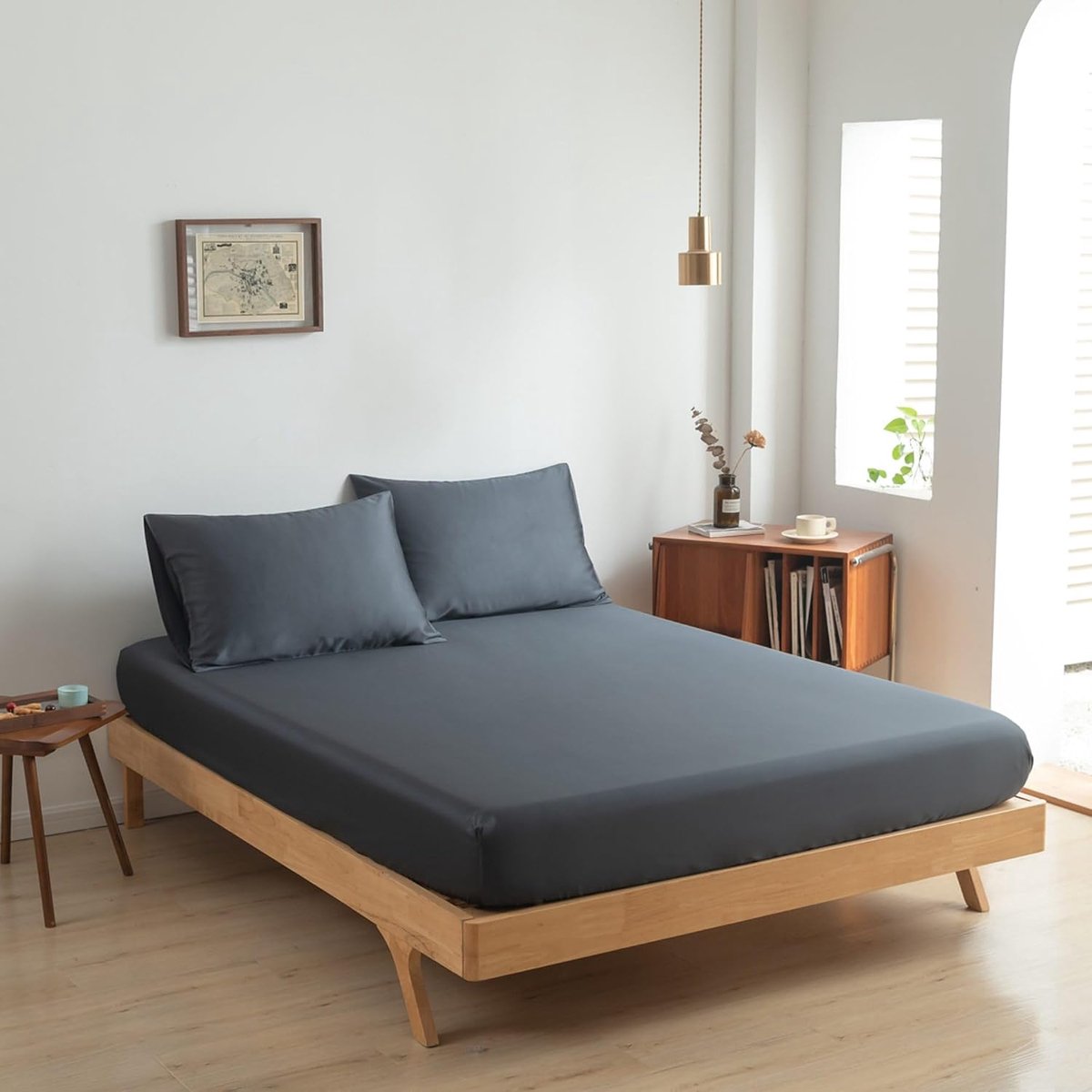 Hoeslaken voor Matrassen tot 35 cm - 160x200 cm - Space Blue - 100% Biologisch Bamboe - 400 TC - Hypoallergeen
