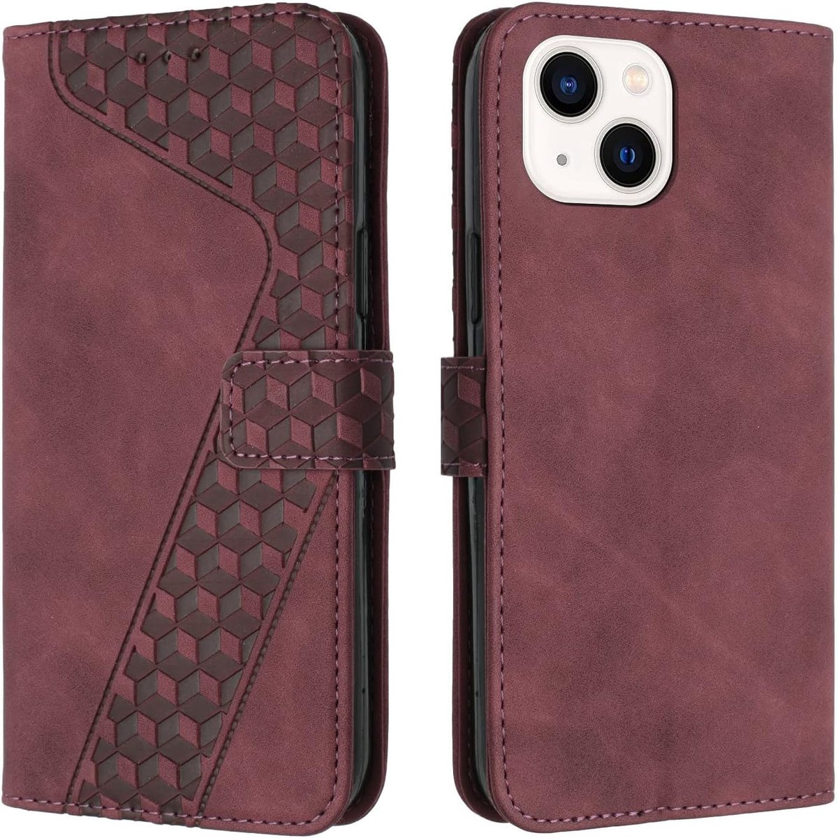 Hoesje voor iPhone 13 Mini, Telefoonhoesje Hoes Leer met Pasjeshouder, schokbestendig Wallet Case voor iPhone 13 Mini (rood)