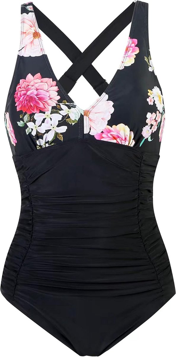 Badpak voor dames, V-hals, eendelig, push-up, badmode, zwempak, hoge taille, badpak voor dames, buikweg