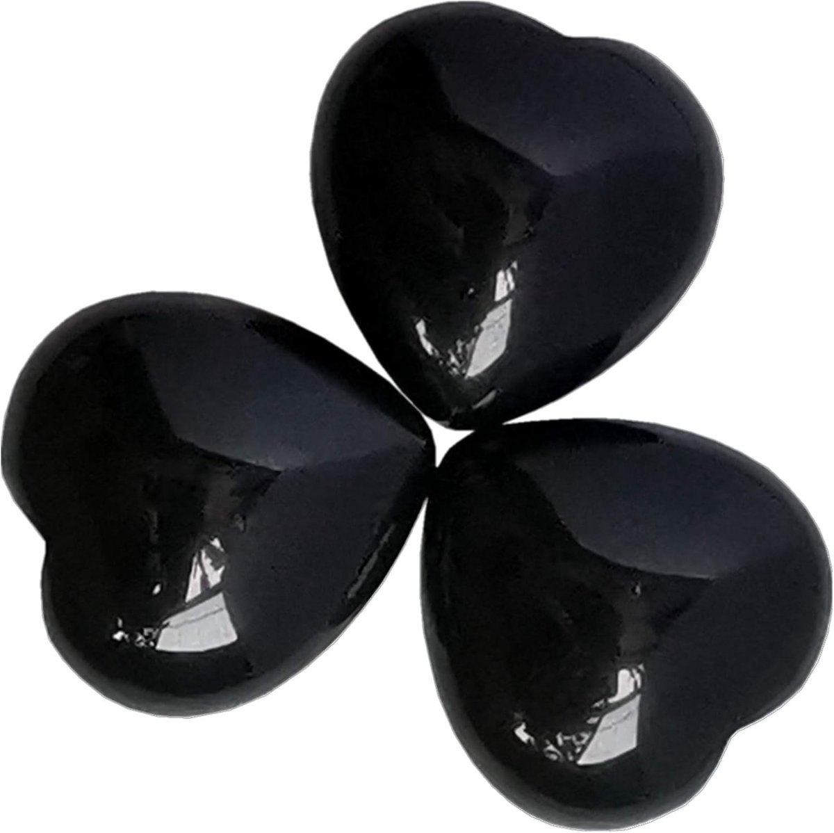 3 stuks natuurlijke zwarte obsidiaantas palm duim helende kristal hart liefde zorgenstenen, 25 mm Reiki compensatiekristal en helende stenen