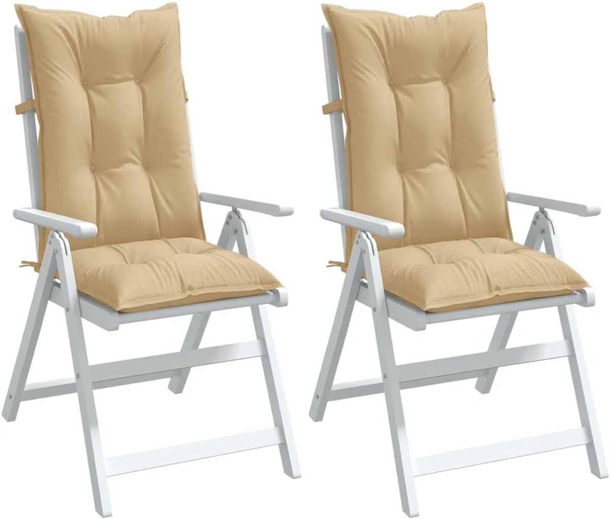 Kussens met hoge rugleuning, 2 stuks. Melange beige 120x50x7 cm stof, bekleding voor tuinstoelen, outdoorkussens met antislip ontwerp en UV-bescherming, duurzaam polyester,