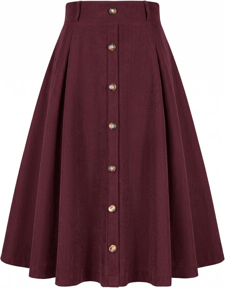 Rok voor dames, hoge taille, herfst, winter, midi-rok, A-lijn, business, corduroy, korte rok, elegant, vintage, swing, vrijetijdsrok met zakken