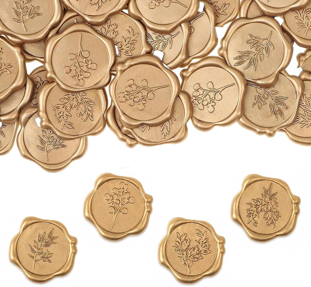 60 stuks lakzegelstickers bladontwerp goud bruiloft