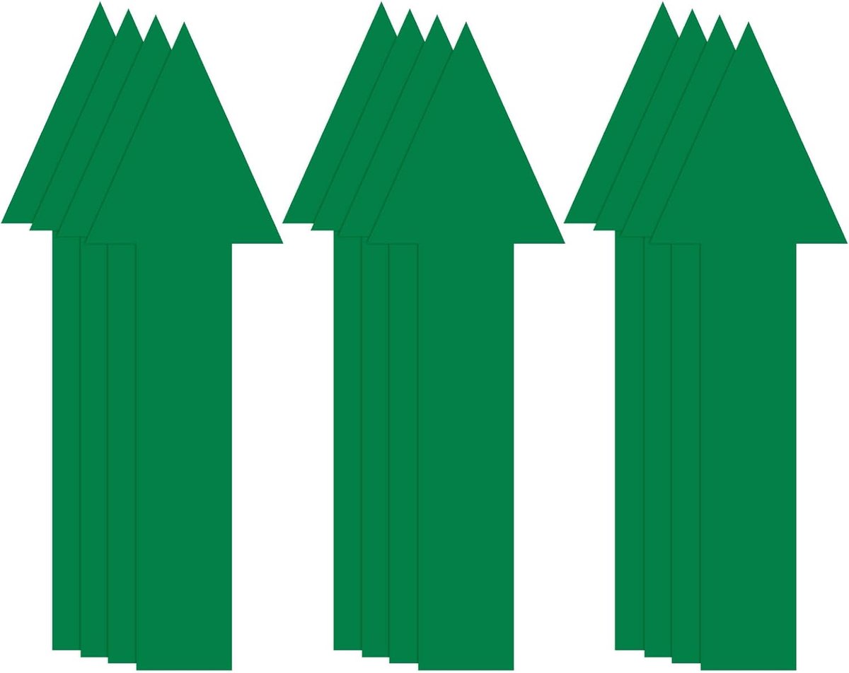 Pijlsticker, 12 stuks, 6 inch PVC zelfklevend pijlbord voor vloer weg muur kantoor markering weginstructies, waterdichte pijlstickers [groen]