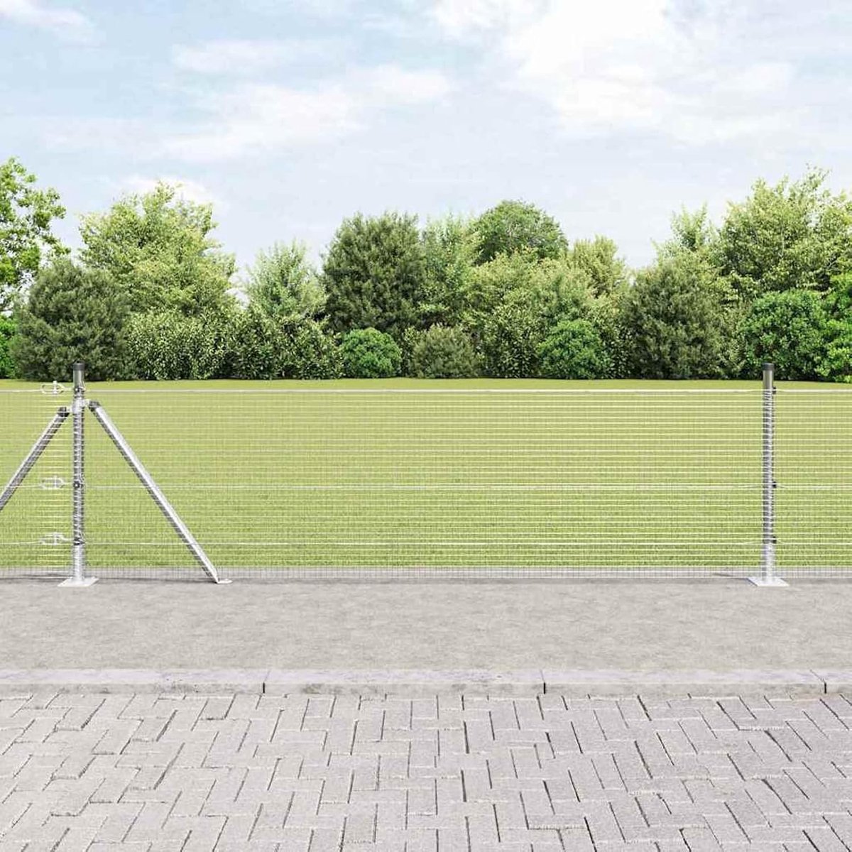 Palenset, 2 stuks, gegalvaniseerd staal, 10 x 0,5 m, duurzaam, metalen palen voor draadhekken, tuinhek, wilgenhek, buitenschutting