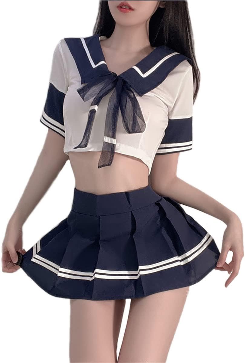 Meisje Lingerie Voor Vrouwen Anime Cosplay Japanse Zeeman Pak Outfit Lingerie Set Marineblauw