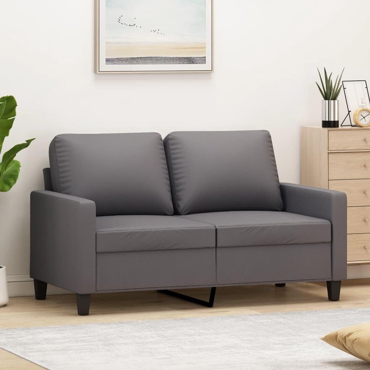 2-zitsbank, 120 cm breed, kunstleer, gestoffeerde meubels met metalen frame, duurzaam, vuilafstotend, comfortabel zitcomfort, modern design, woonkamer