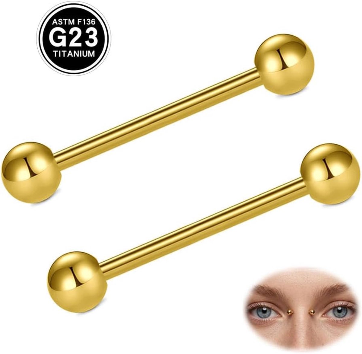 Titanium Bar Titanium Tong Bar, 14G 12mm 14mm 16mm 19mm 25mm 32mm 35mm 38mm Extern Schroefdraad Tong Industriële Brug Rechte Barbell Piercing Sieraden voor Vrouwen Mannen