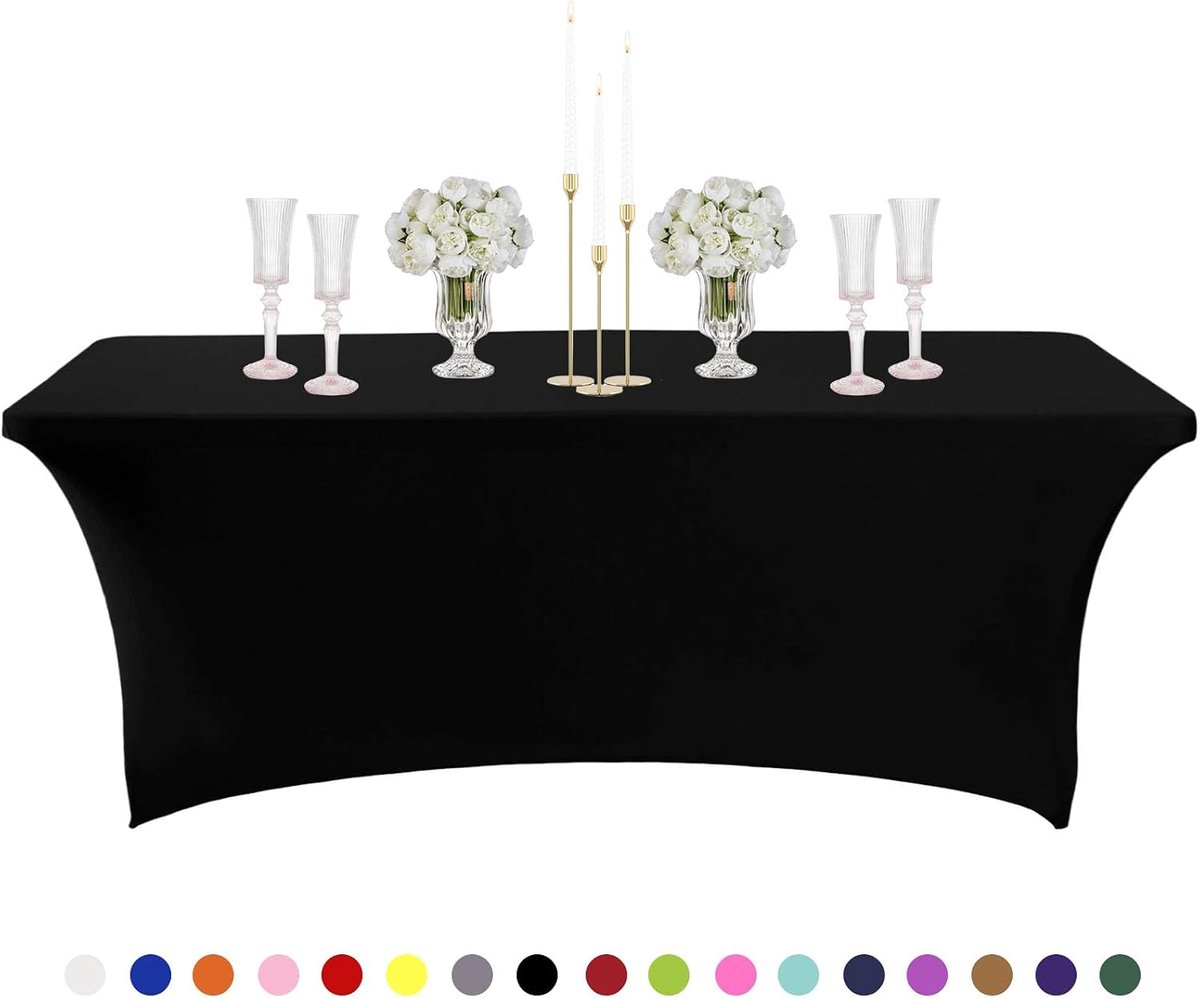 Tafelkleden 1,8 m voor rechthoekige tafel, rekbaar tafelkleed, wasbaar tafelkleed, getailleerde spandex stretch terrastafelhoezen voor evenement, bruiloft, banket, feesten, overkapping