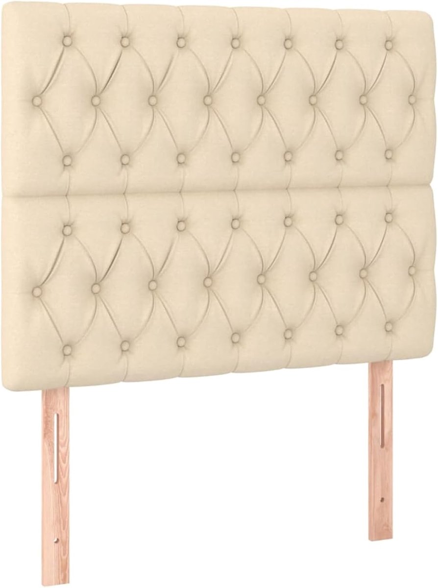 Hoofdeinde, crème, 100 x 7 x 118/128 cm, stof, voor bedden zonder hoofdeinde, ideaal voor slaapkamer en moderne woonkamers, eenvoudige montage, gemakkelijk te reinigen en rugvriendelijk zitten