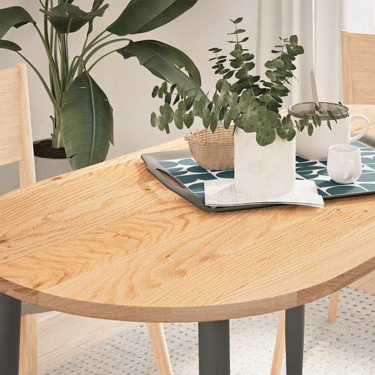 Houten tafelblad, vervangend tafelblad, vervangingsplaat voor tafel, geschikt voor café, restaurant, hotel, eetkamer, 120 x 60 x 2 cm, massief hout, eiken, ovaal