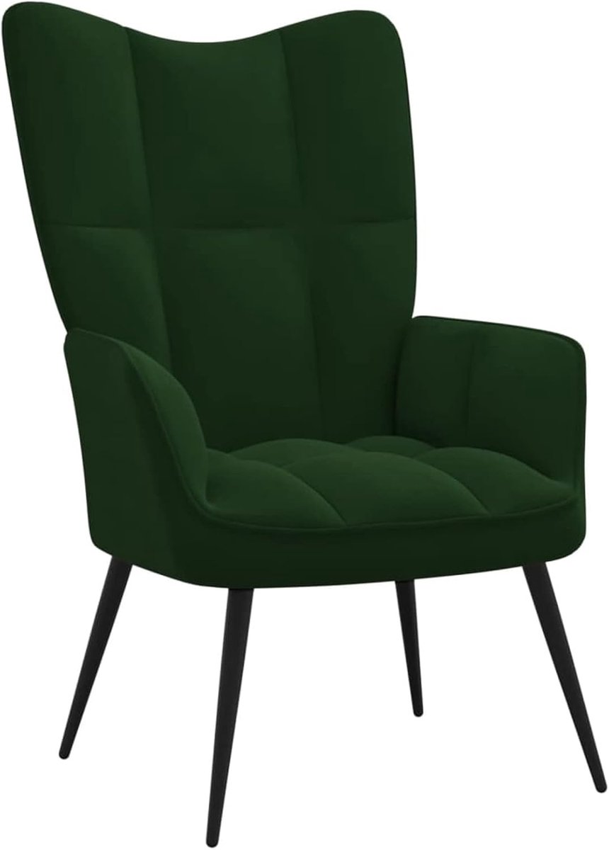 Relaxstoel gestoffeerde stoel TV stoel gestoffeerde stoel armstoel lounge stoel ruststoel woonkamer fluweel donkergroen
