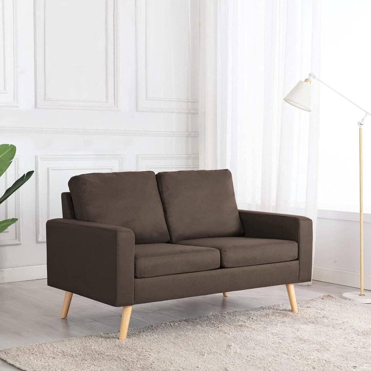 2-zitsbank van stof voor woonkamer, slaapkamer, bruin, 130 x 76 x 82,5 cm