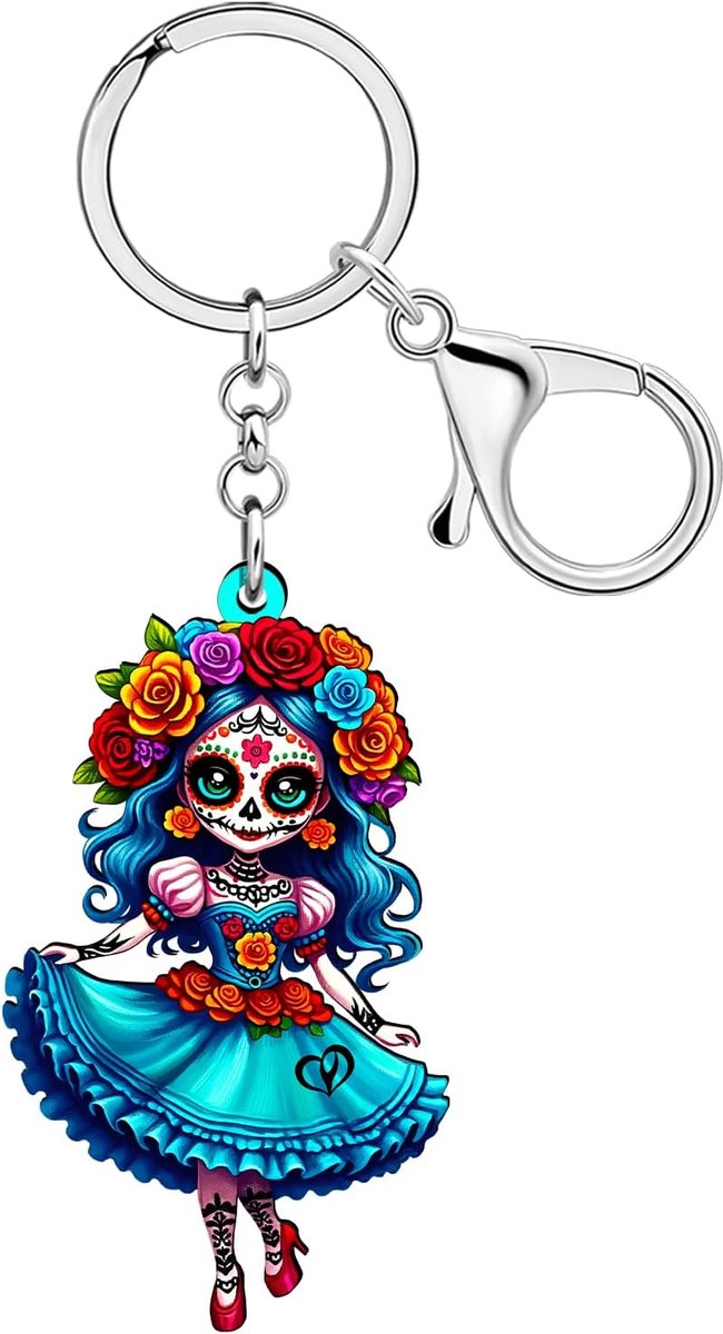 griezelige pop sleutelhanger bedels,griezelige Halloween sleutelhanger slechte geschenken dag van de doden accessoires voor vrouwen meisje