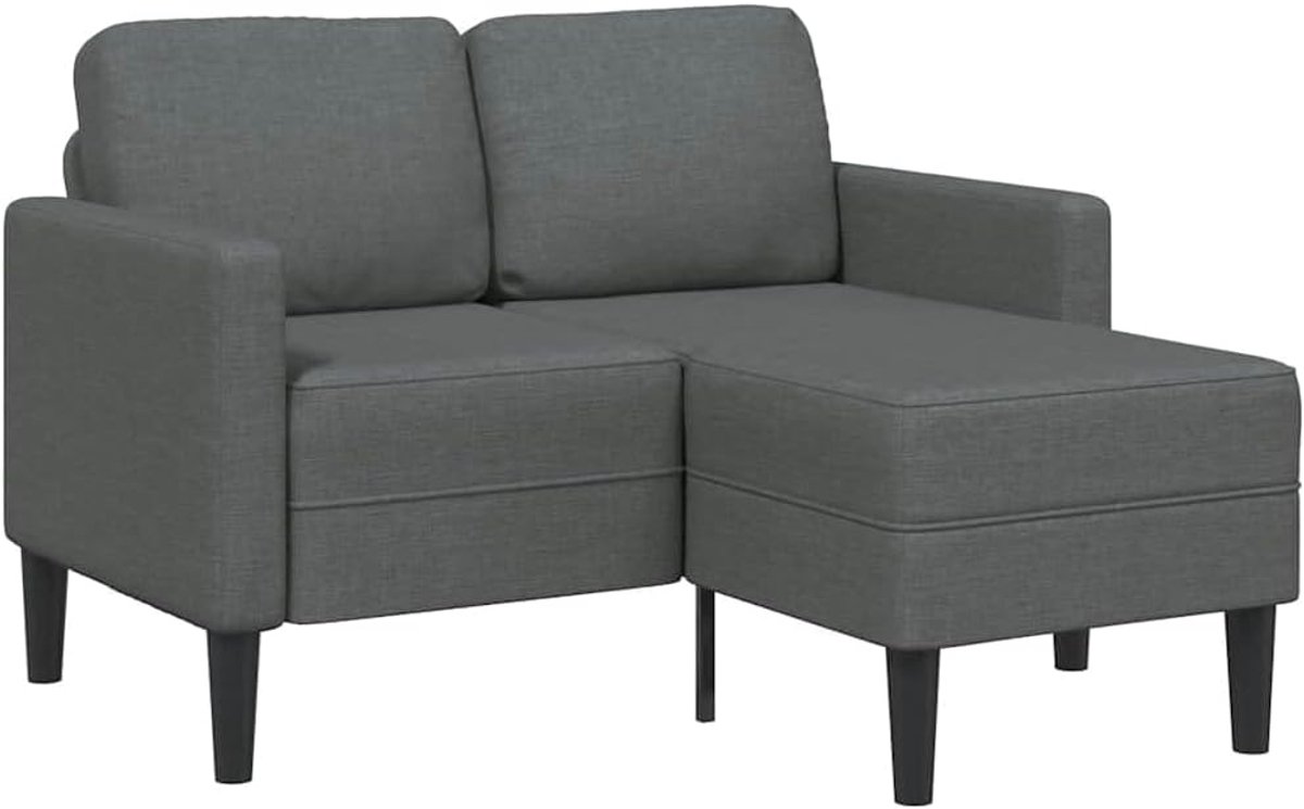2-zitsbank met chaise longue in donkergrijs 125 cm gemaakt van duurzame stof grijze salontafel set voor woonkamer en gezellige zitgroep