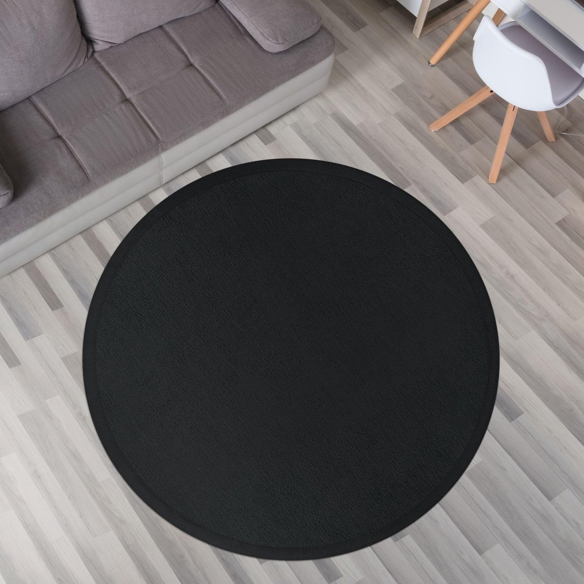 Home Speelmat Baby Matje Effen Kleur Antislip Soft, Kleur: Zwart, Maat:80 cm rond
