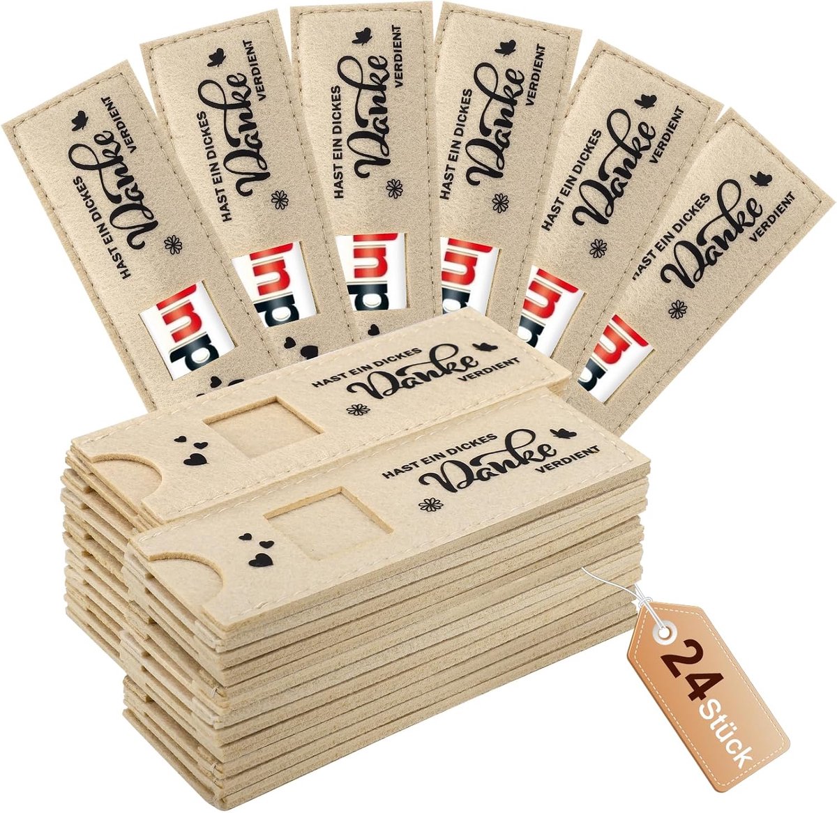 24 stuks Du Hast Ein Dickes Danke Verdient hoes voor Duplo chocoladerepen