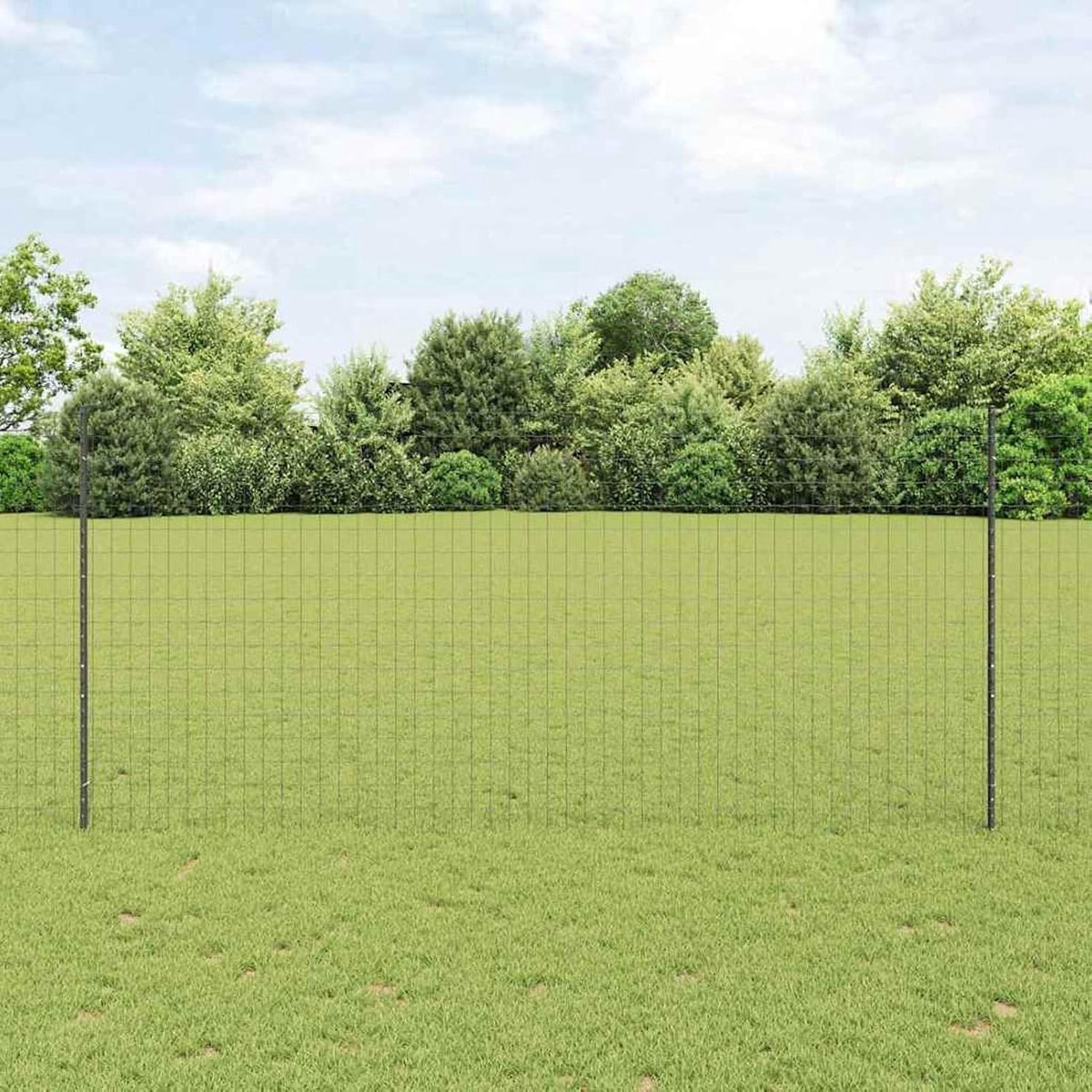 Euro-hekset, set van 2 grijs metaal, 10 x 1,4 m, duurzaam, hekstangen, metalen palen voor draadhekken, tuinhek, binnenplaats, kippenhok, wilgenhek buiten, 3336134