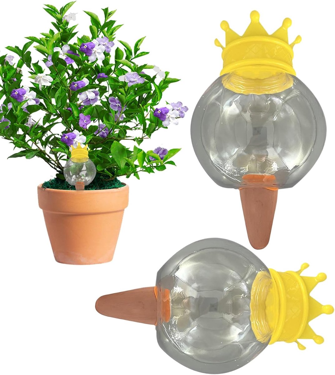 Set van 2 zelfbewaterende bollen voor planten | 500 ml terracotta spikes met grote capaciteit met langzame afgifte | Waterlampen voor binnen/buiten