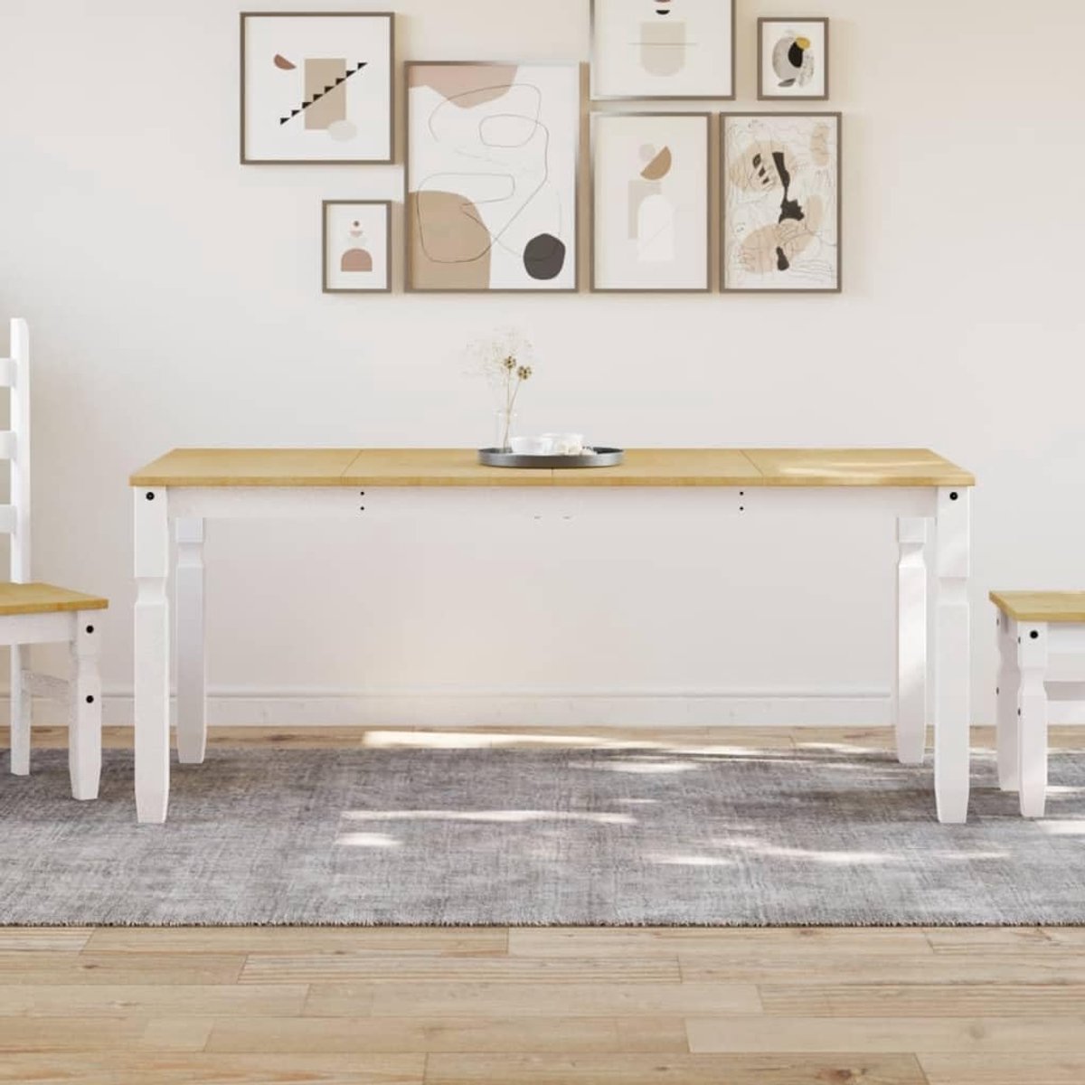 Massief grenenhout minimalistische stijl 180x90x75 cm wit