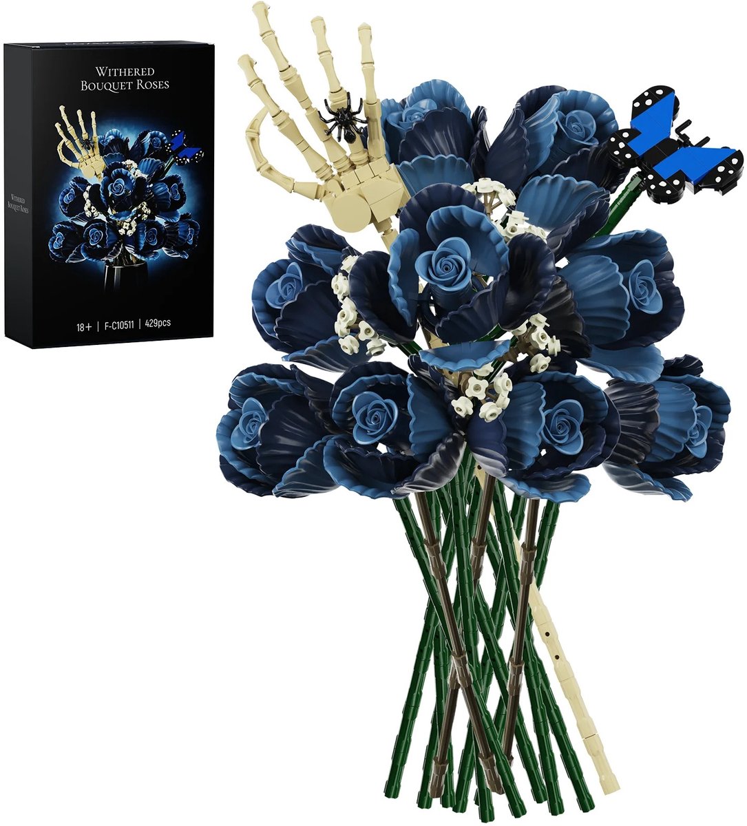Molhaus Bouwpakket Bloemenboeket - 429 Onderdelen - Blauwe Rozen - ABS - 14+ - Bouwstenen - Modelbouw - Bouwpakket