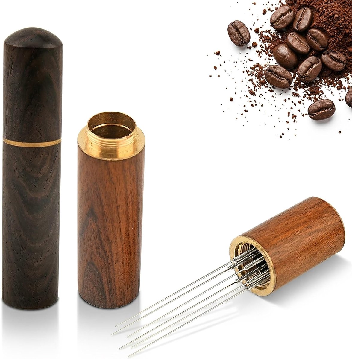 2 stuks espresso-naald (koffiegereedschap) | professionele dispenser | van hout (palissander)