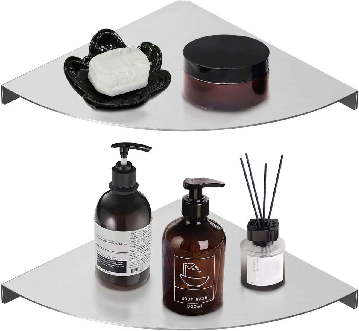 304 roestvrij stalen hoekplank wandmontage waterdichte badkamer douche Caddy stevige duurzame driehoekige hoekplank voor badkamer en slaapkamer (geborsteld, 2 stuks)
