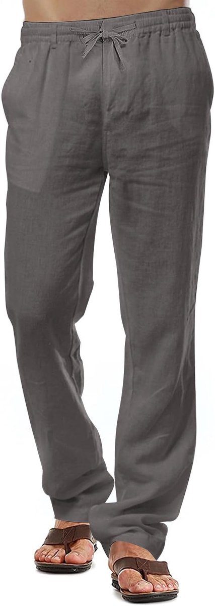 Herenbroek, casual katoenen broek, zomerstrandbroek, lichtgewicht broek met trekkoord
