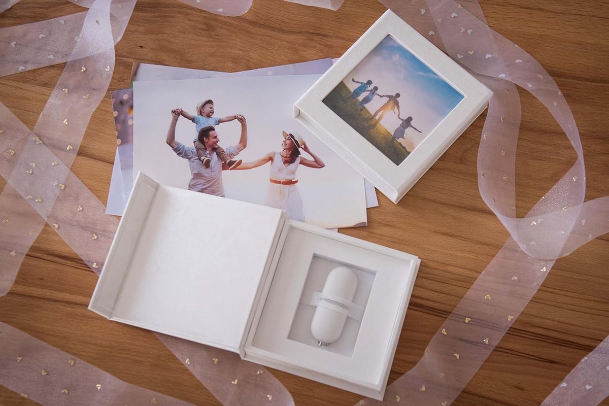 USB Box met Beeldvenster Wit, zwart, parelwit, goud, zilver.