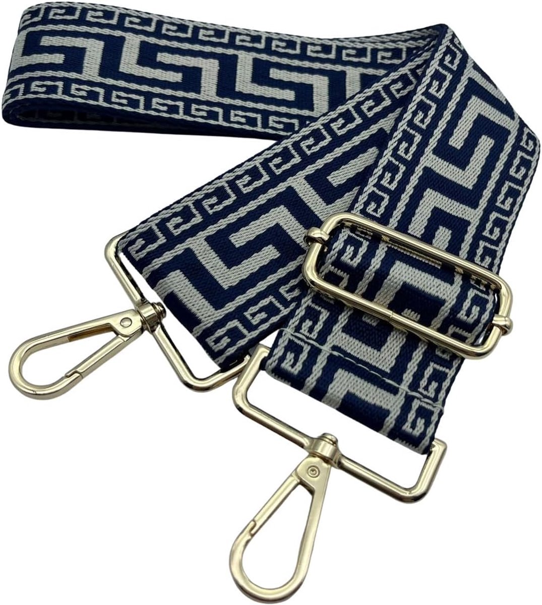 Schouderriem voor tas, brede riem, 5 cm, verwisselbare schouderriem, handtas, verstelbaar, met gouden gesp, voor dames, doe-het-zelf, schouderriem, accessoires (donkerblauw) 2