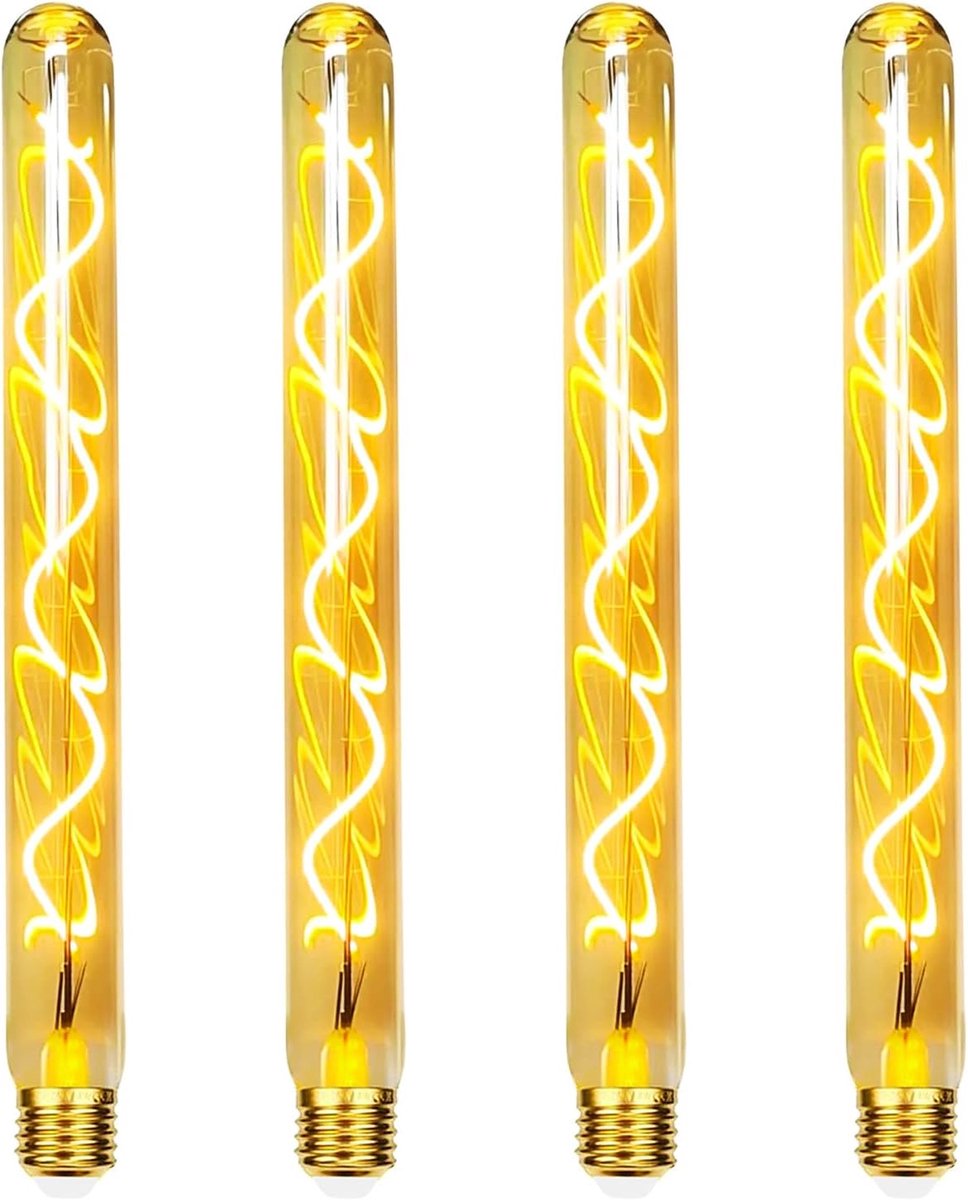 Vintage GloeilampE27, E27 LED Lamp 4W Dimbaar 30 cm Lengte T30 Retro Lamp LED Glazen Behuizing Decoratie Woonkamer, Café en Bar - 4 stuks