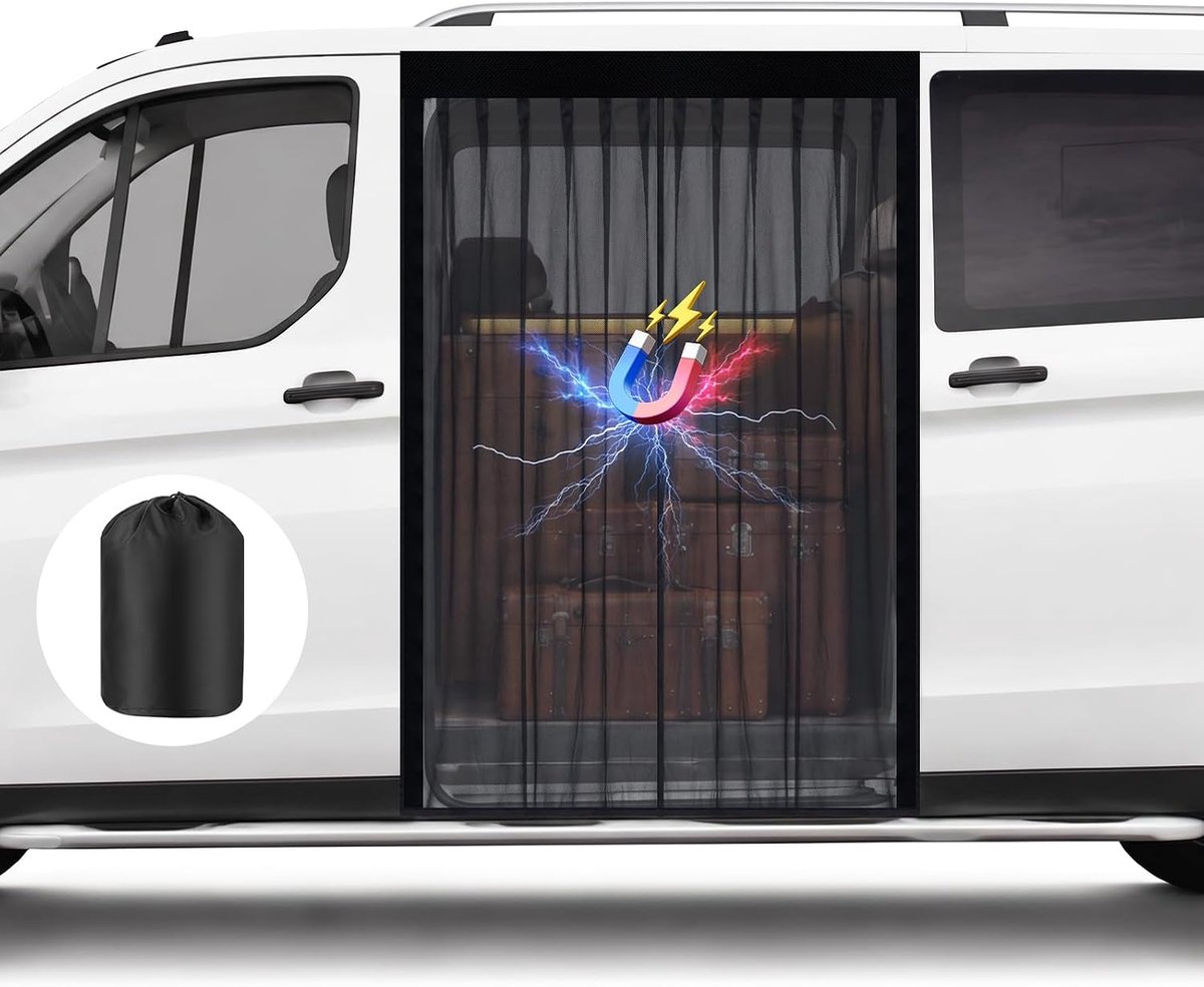 Muggennet voor auto schuifdeur (zwart, 150 x 110 cm)