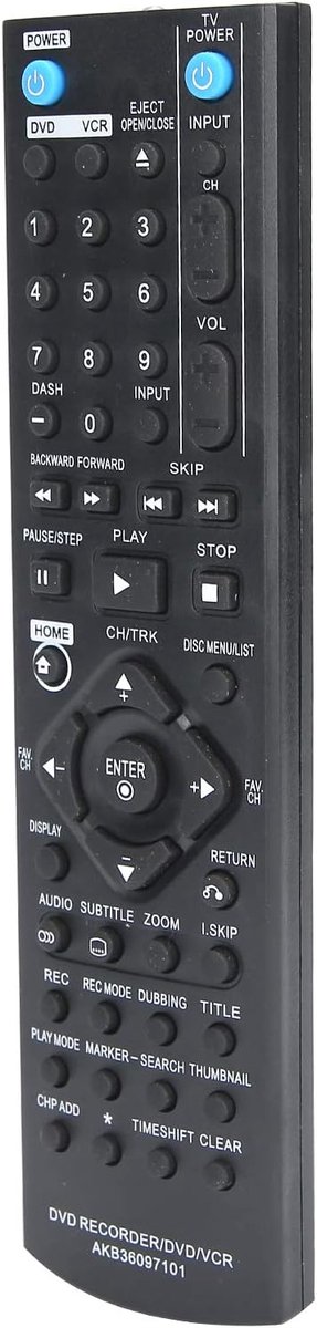 Afstandsbediening voor Dvd-recorder, Dvd/videorecorder/dvd-recorder-controller Afstandsbediening Ideale Vervangingskeuze Compatibel voor RC286H / RC297H / RC397H DVD-videorecorder
