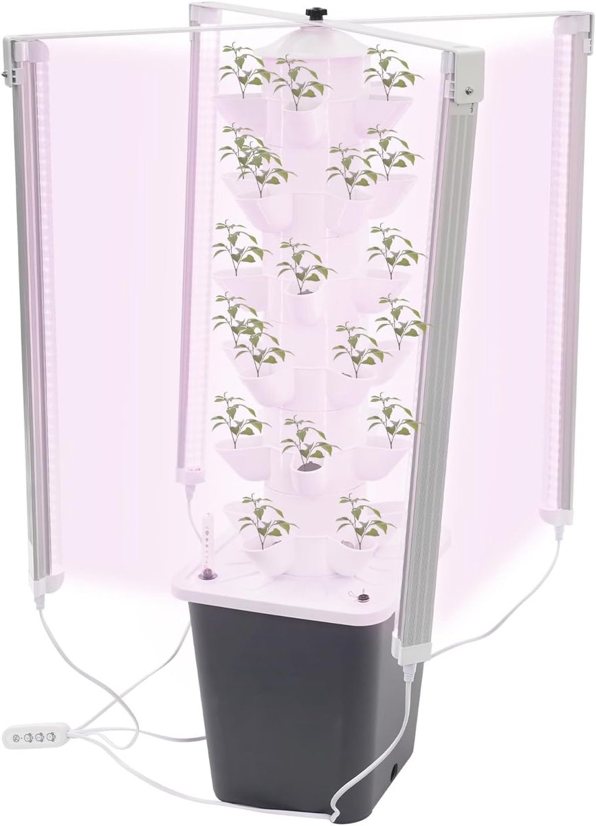 Hydrocultuur-kweektoren met verlichting, 30 plantenplaatsen, hydrocultuurtoren, hydrocultuur kweeksysteem, Aeroponics kweekset, tuinhydrocultuur-kweeksysteem, aeroponische kweekset voor kruiden, fruit