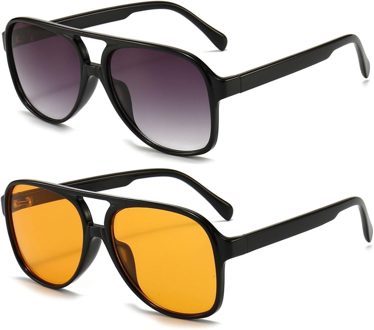 Jaren 70 gepolariseerde zonnebril voor heren, dames Vintage klassiek oversized pilotenbril
