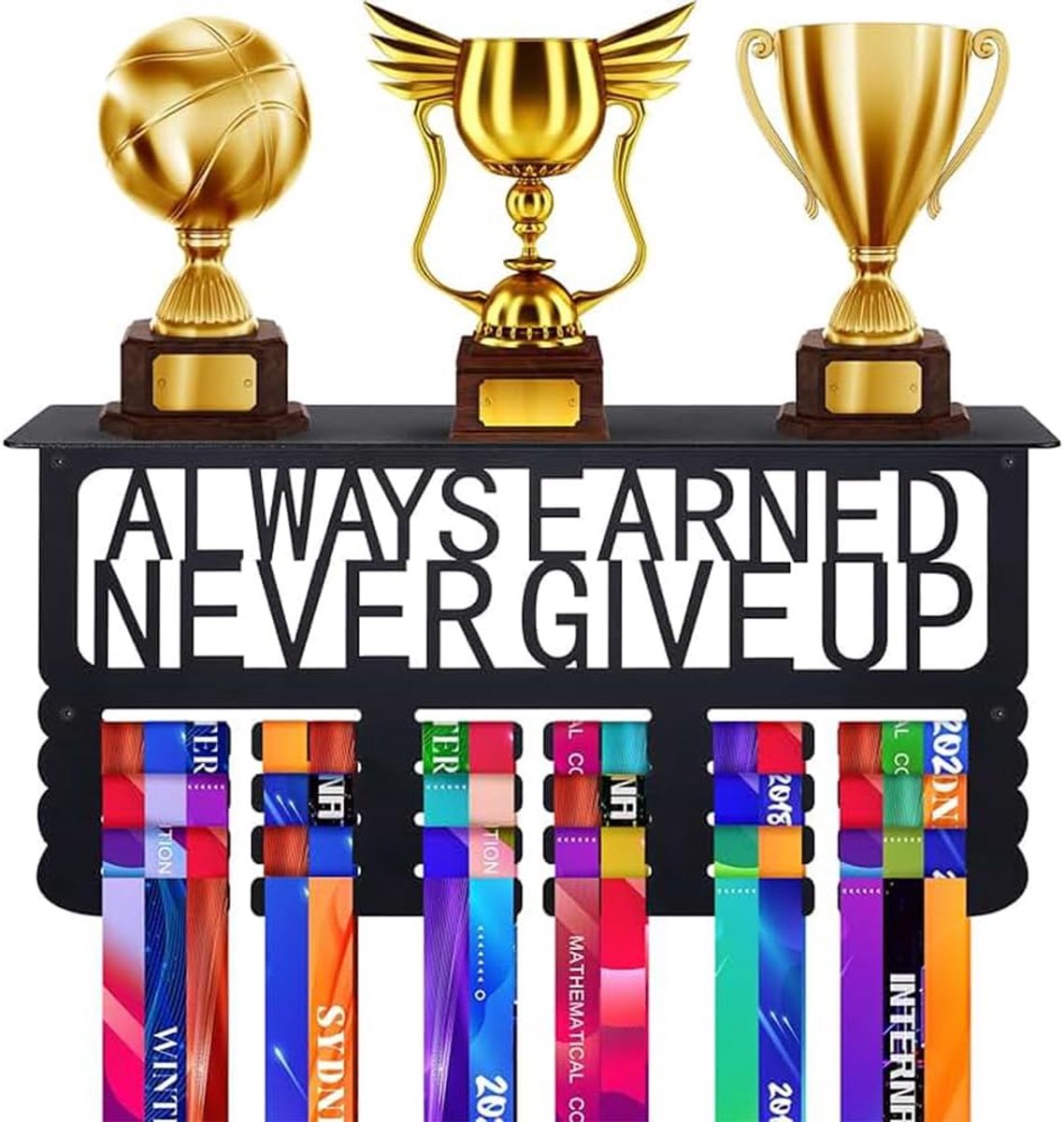 Medaillestandaard voor wandmontage, medaillehouder, sportmedaillehouder, gepersonaliseerde medaillehouder met plankstandaard, medaillehouder, onderscheidingen, trofee display